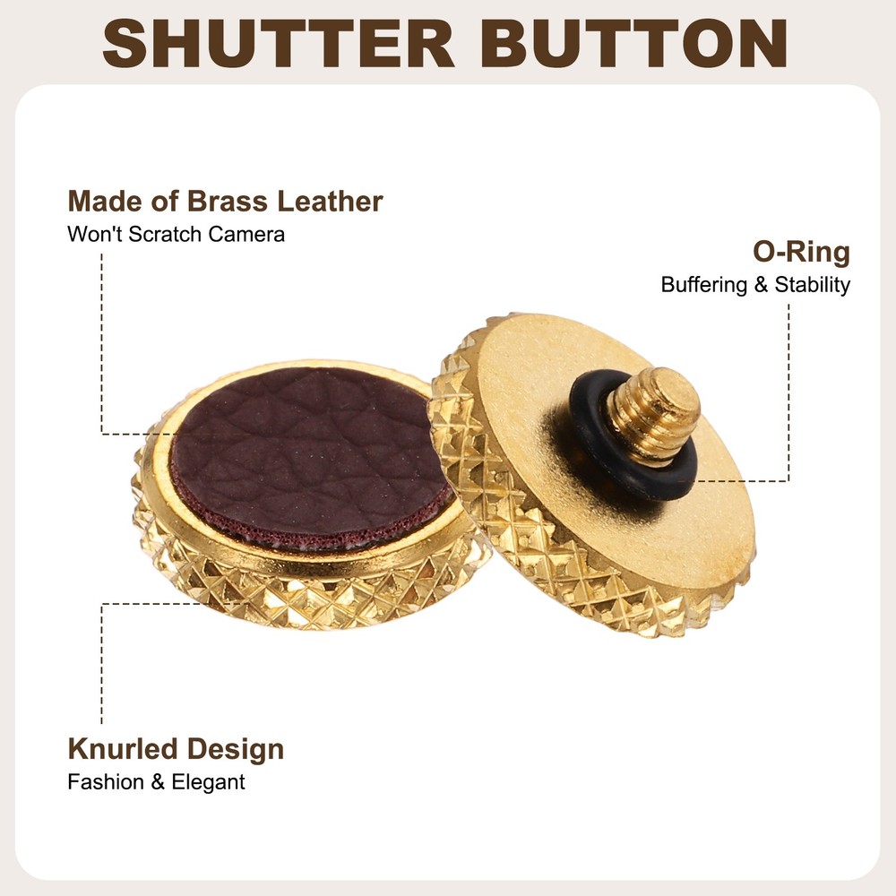 2Pcs Shutter Button (Dark Brown) Camera Soft Release Button Threaded, for Fuji