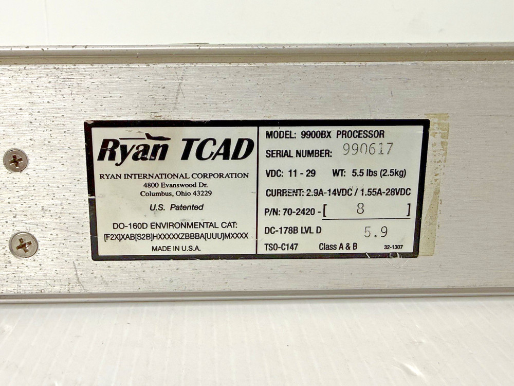 Ryan TCAD 9900BX Processor 70-2420-8 Removed Workiing