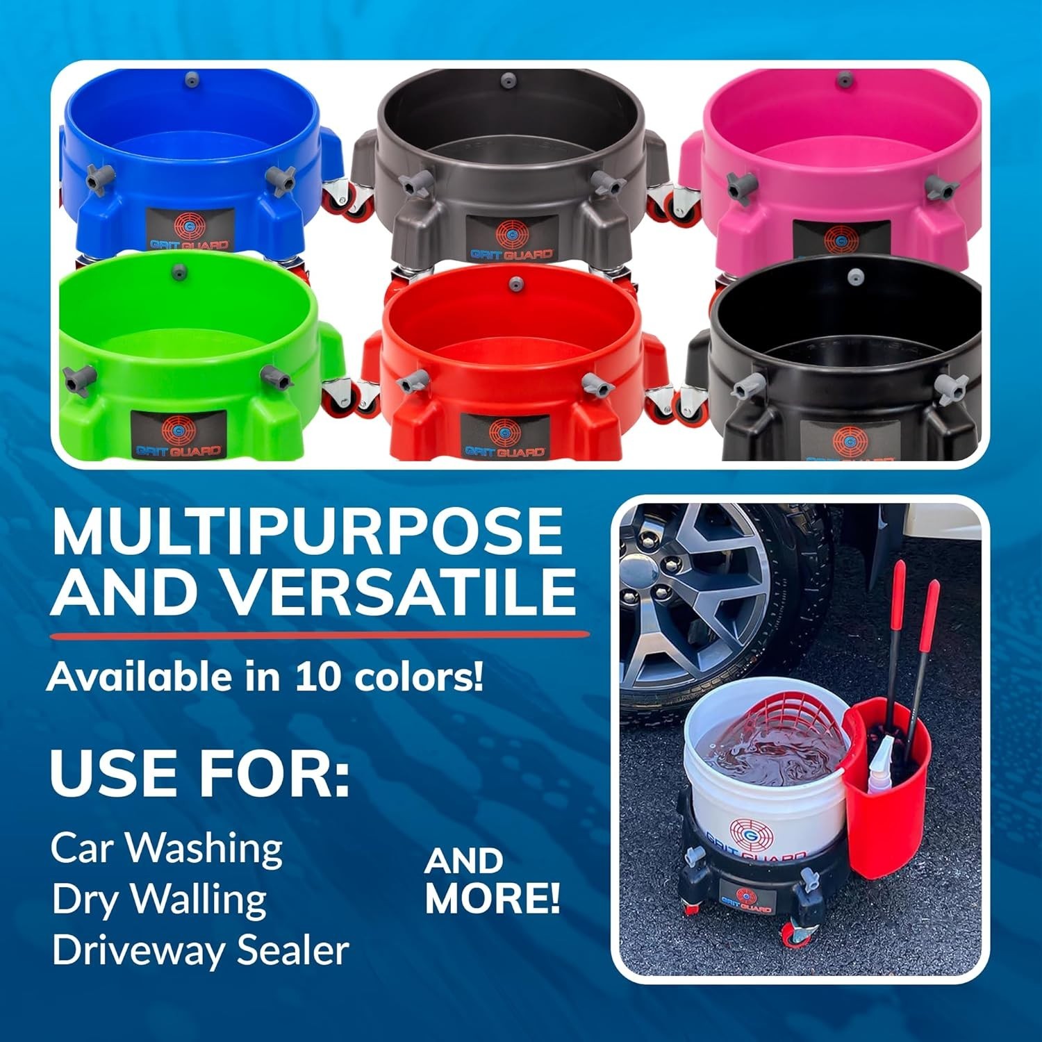 Spill Containment Bucket Dolly with 5 Swivel Wheels and Locking Feature