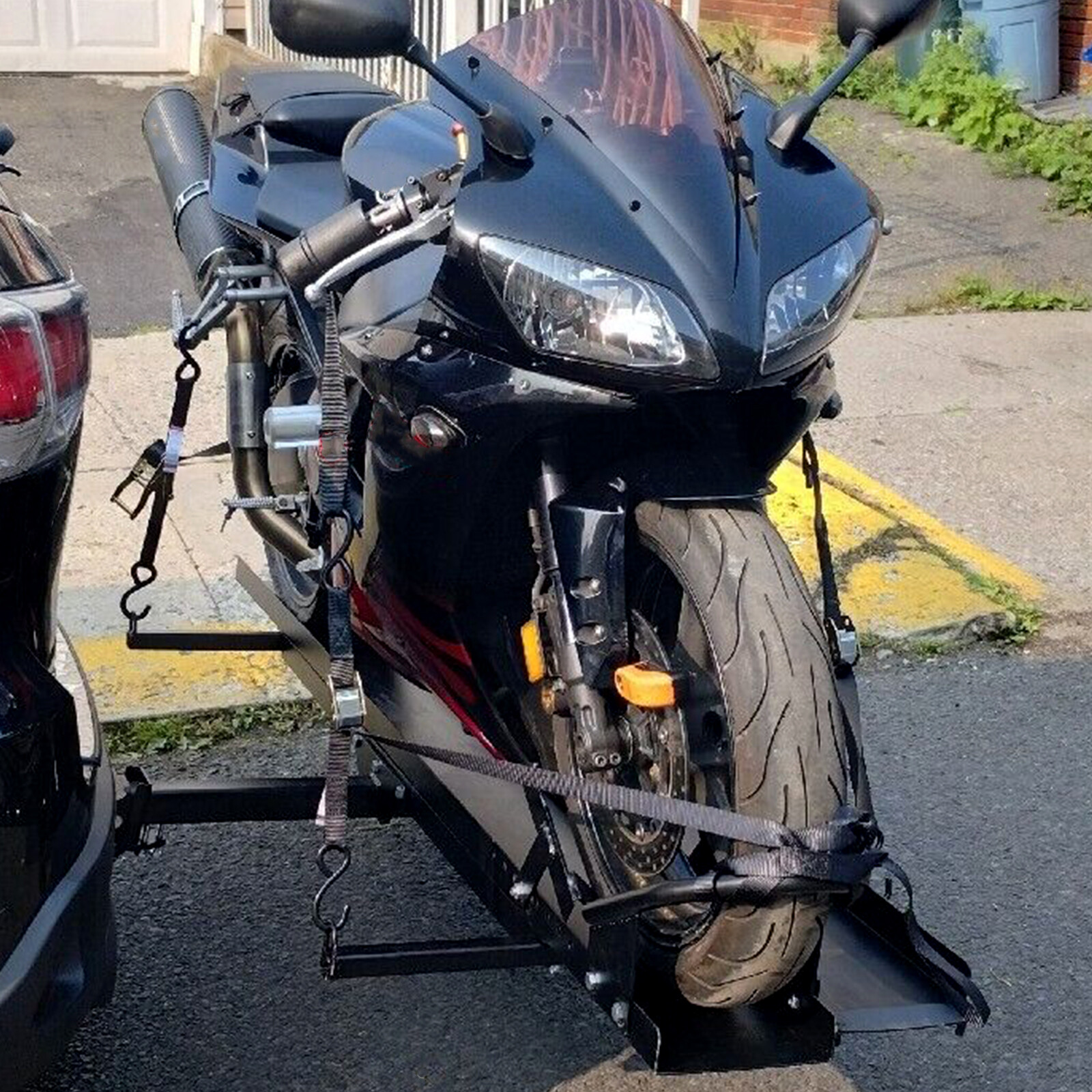 600LBS Black Motorcycle Carrier Hitch Mount Steel Dirt Bike Rack Hauler w/Ramp