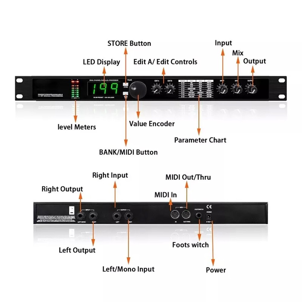 Digital Reverb Multi Effect DSP Processor Audio Processor Equalizer Professional