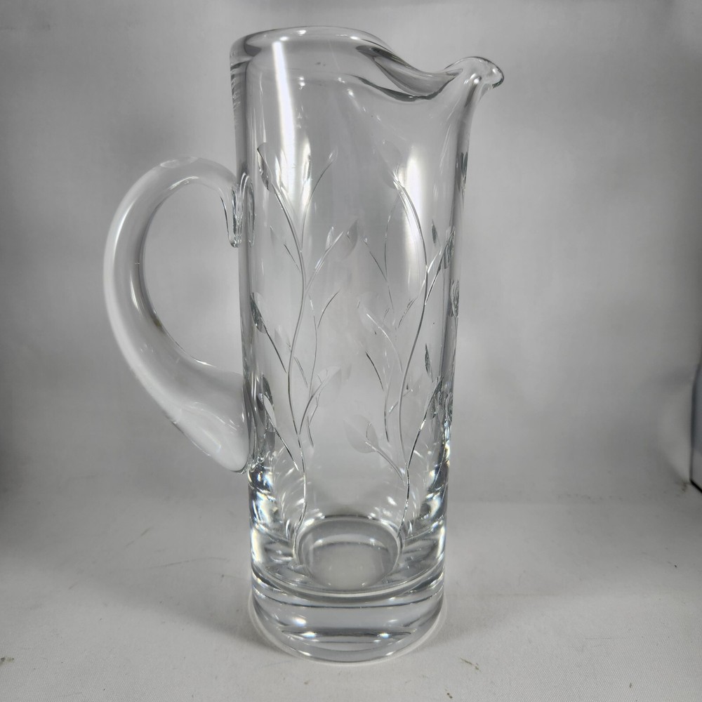 Etched Glass Pitcher with Handle 8" Inches