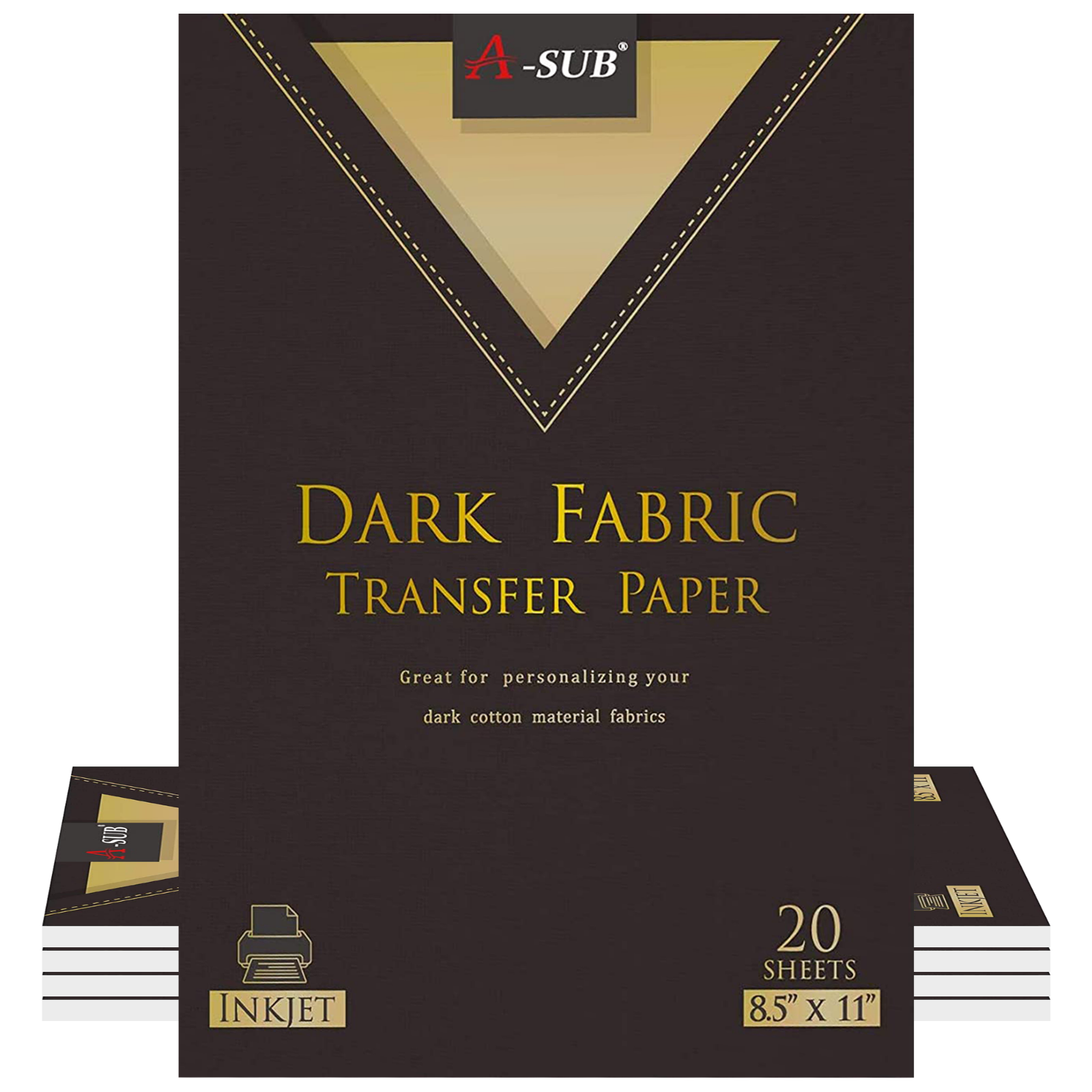 100 Sheets A-SUB Inkjet Printable Iron-On Heat Transfer Paper Dark Light T-shirt