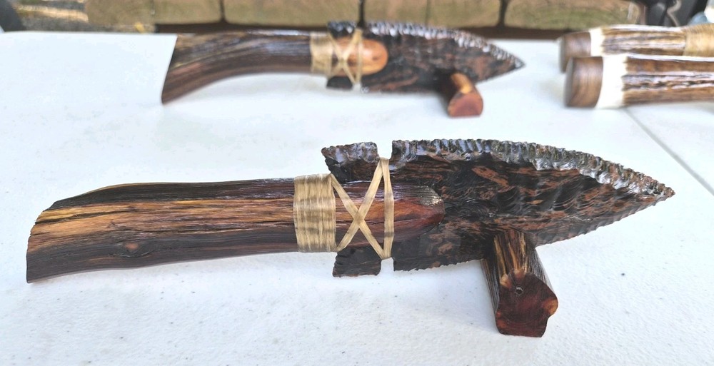 Triple Flow Obsidian Knifes, Flint Knapping, ENTIRE COLLECTION !
