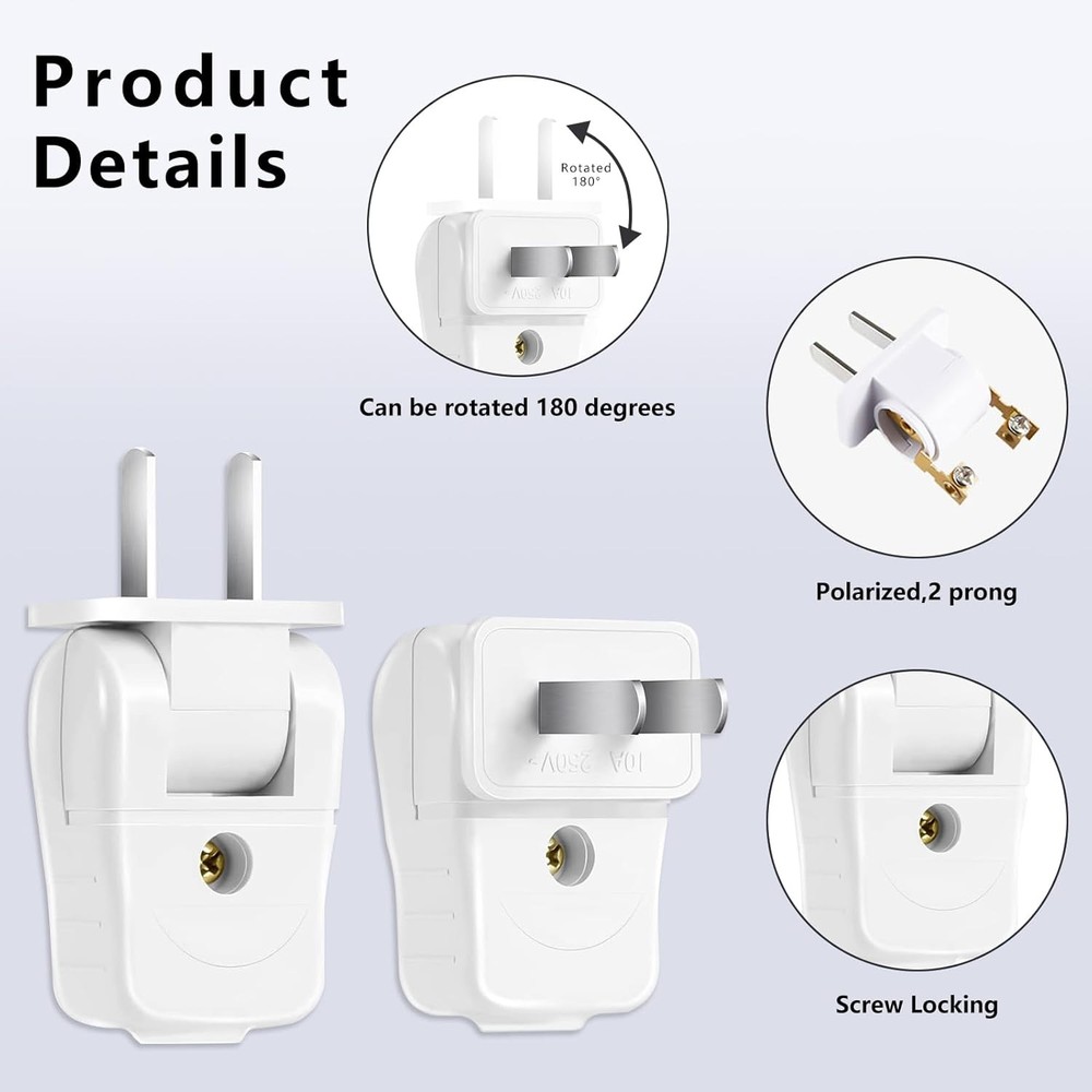 3 Pcs 2 Prong Replacement Plug Rotatable w/ Tool