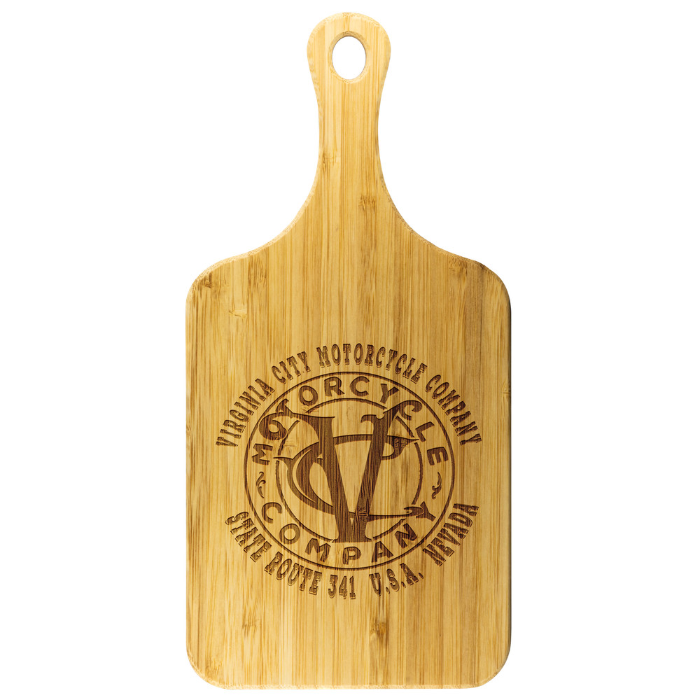 VC Logo on a cutting board
