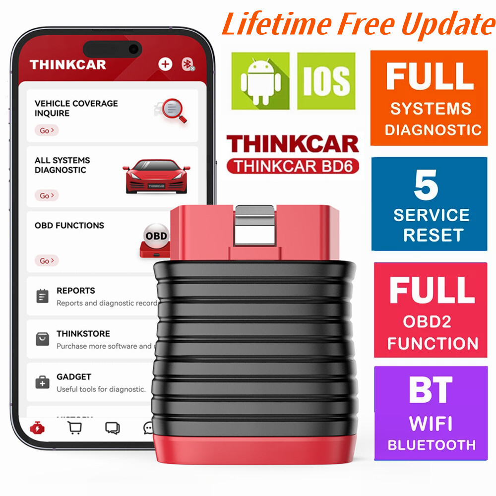 2025 Thinkcar BD6 OBD2 Scanner Bluetooth All System Diagnostic Tool + OBD2 Cable
