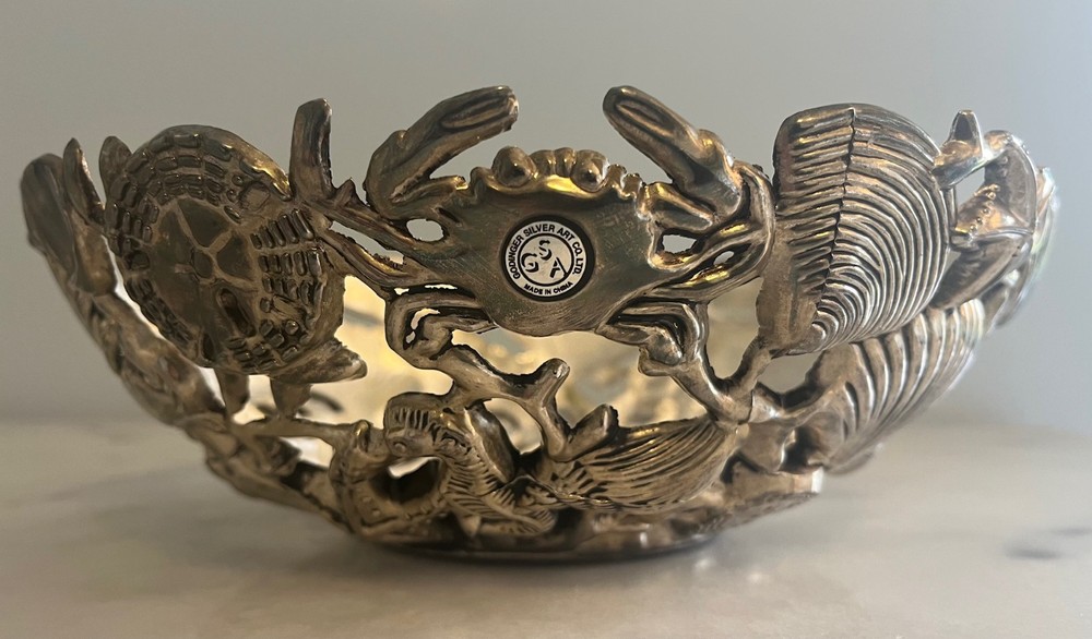 Silver Plate Decorative 10" Bowl Sea Life, Nautical by Godinger Silver Art Co.