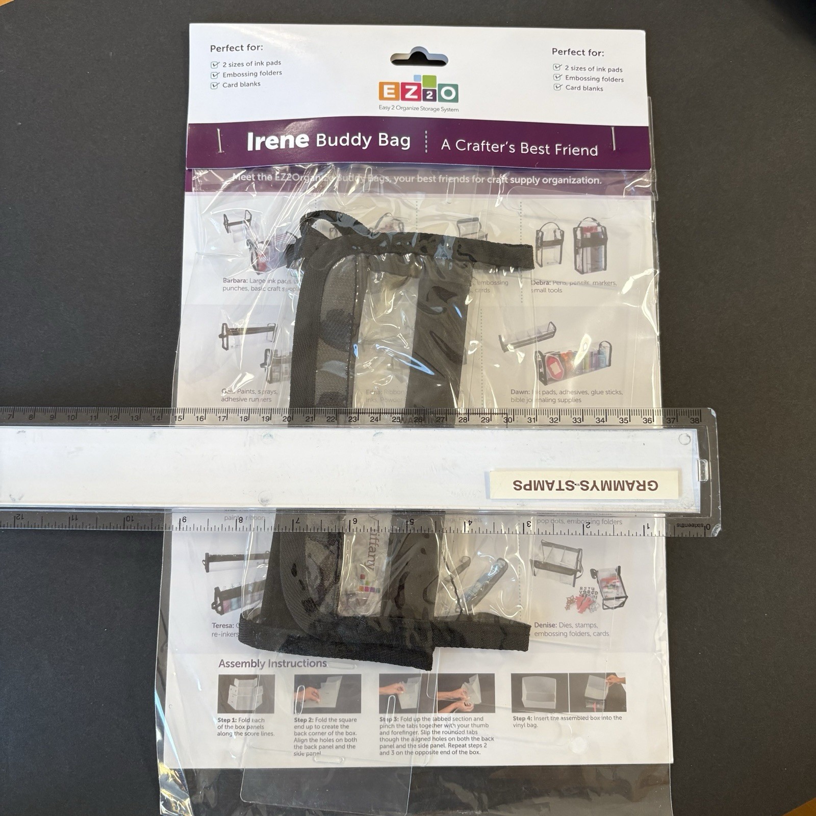 Totally Tiffany Irene Buddy Bag Clear Zip Storage 7.5x3.25x3.5in Craft Ink EF