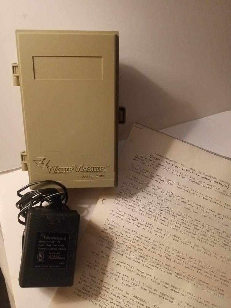 Orbit WATERMASTER Model# 57006 Automatic Sprinkler 6 Zone Timer w Transformer