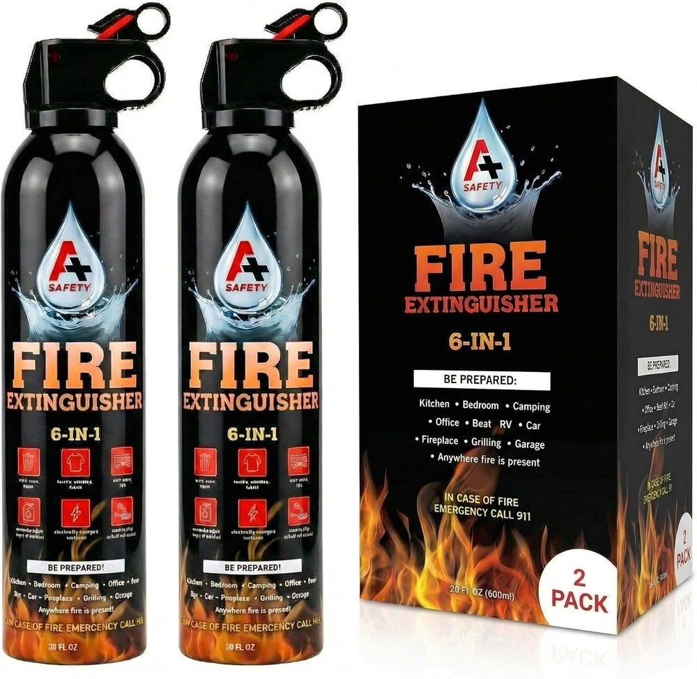 Compact Fire Extinguisher 2-Pack with Quick Pull & Aim - Safe for Kitchen & Car