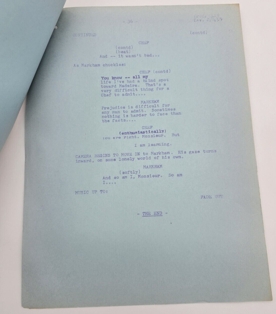 MARKHAM / Charles Larson 1959 TV Series Script, Ray Milland "The Human Factor"