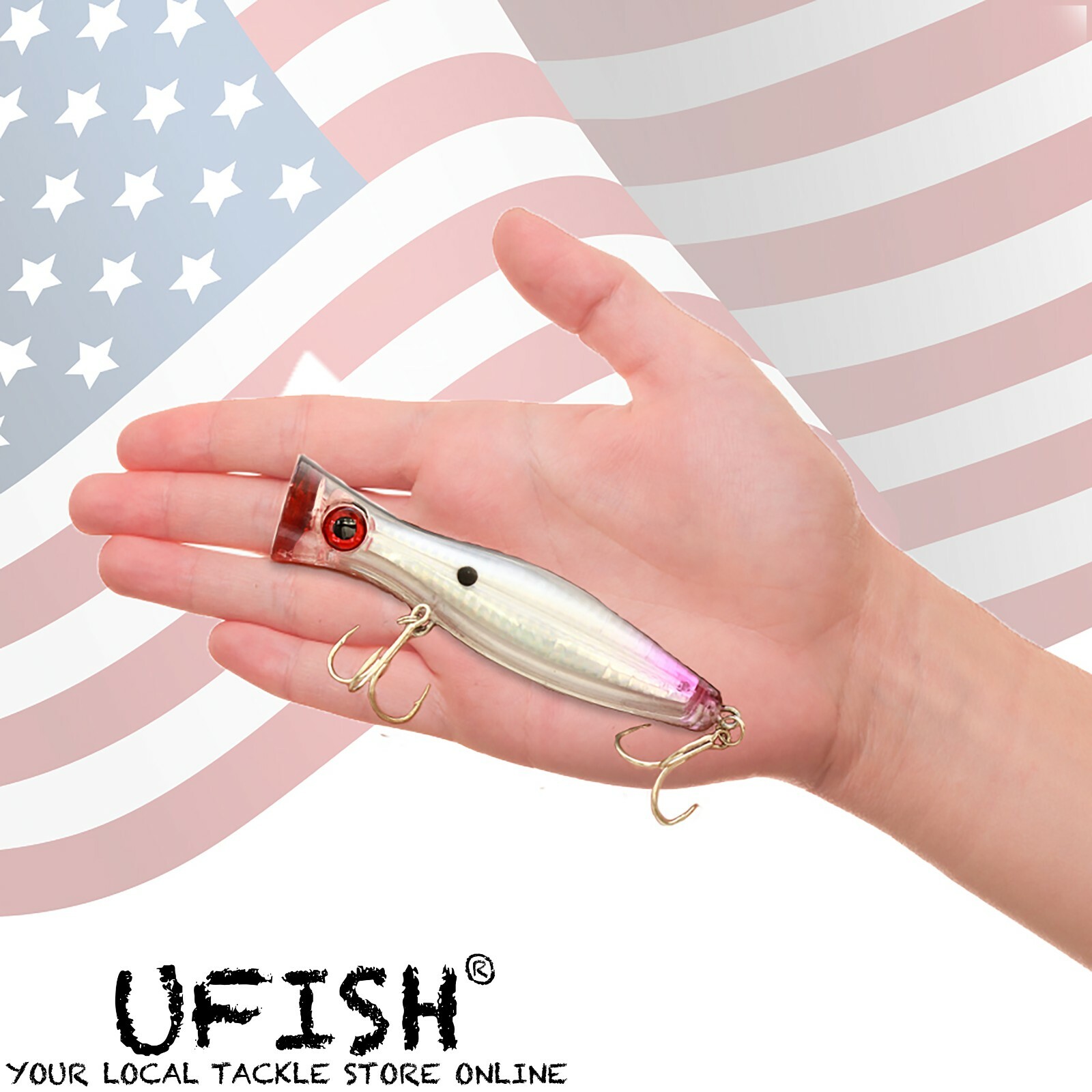 UFISH Popper Fishing Bass Lure Saltwater Top Water Lures Large Pike Musky 5 Inch
