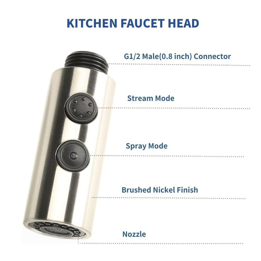 Replacement Kitchen Faucet Pull Out Spray Head with Two Spray Mode Options