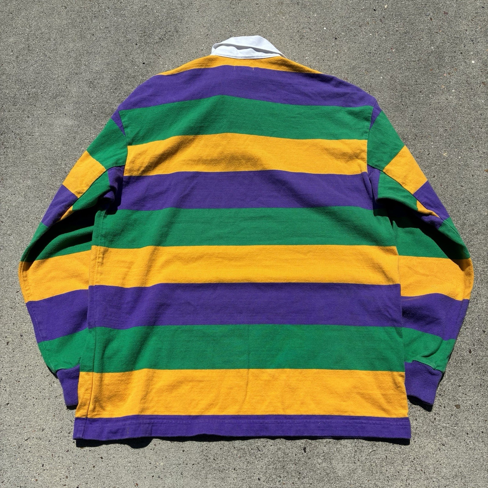 Perlis Mardi Gras Rugby Shirt Men's Medium Purple Striped USA