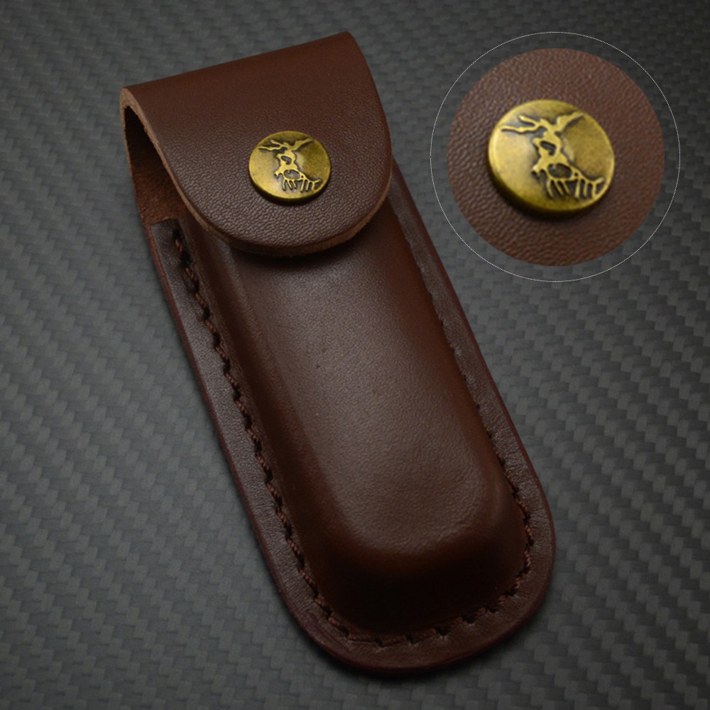 5" Durable Leather Knife Sheath Folding Pocket Multi Tool Pouch Holster Case