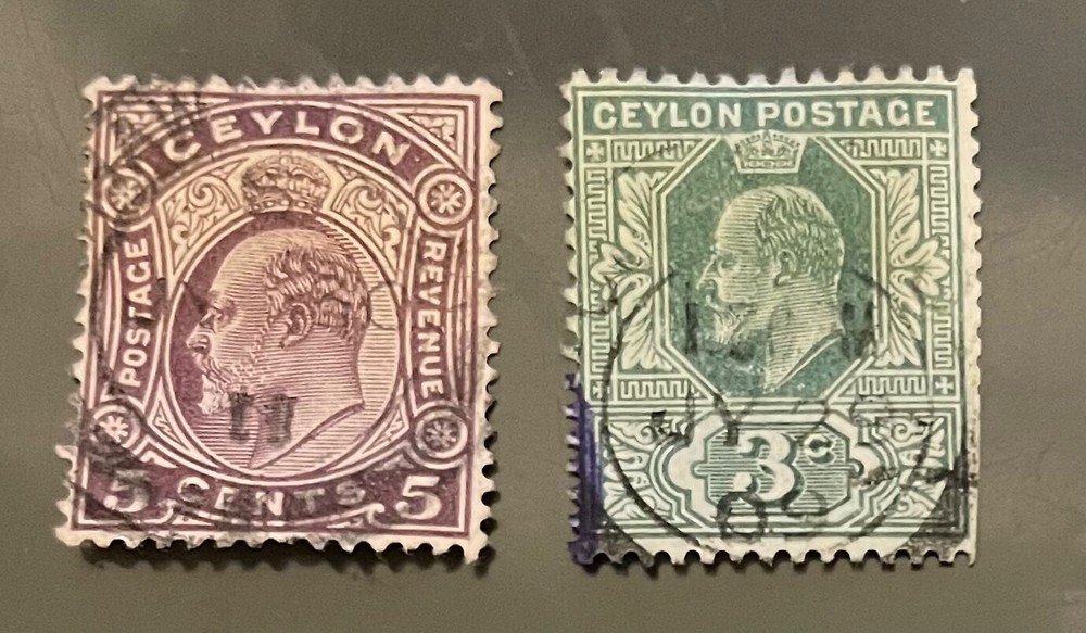 CEYLON postage stamps 2 different King Edward
