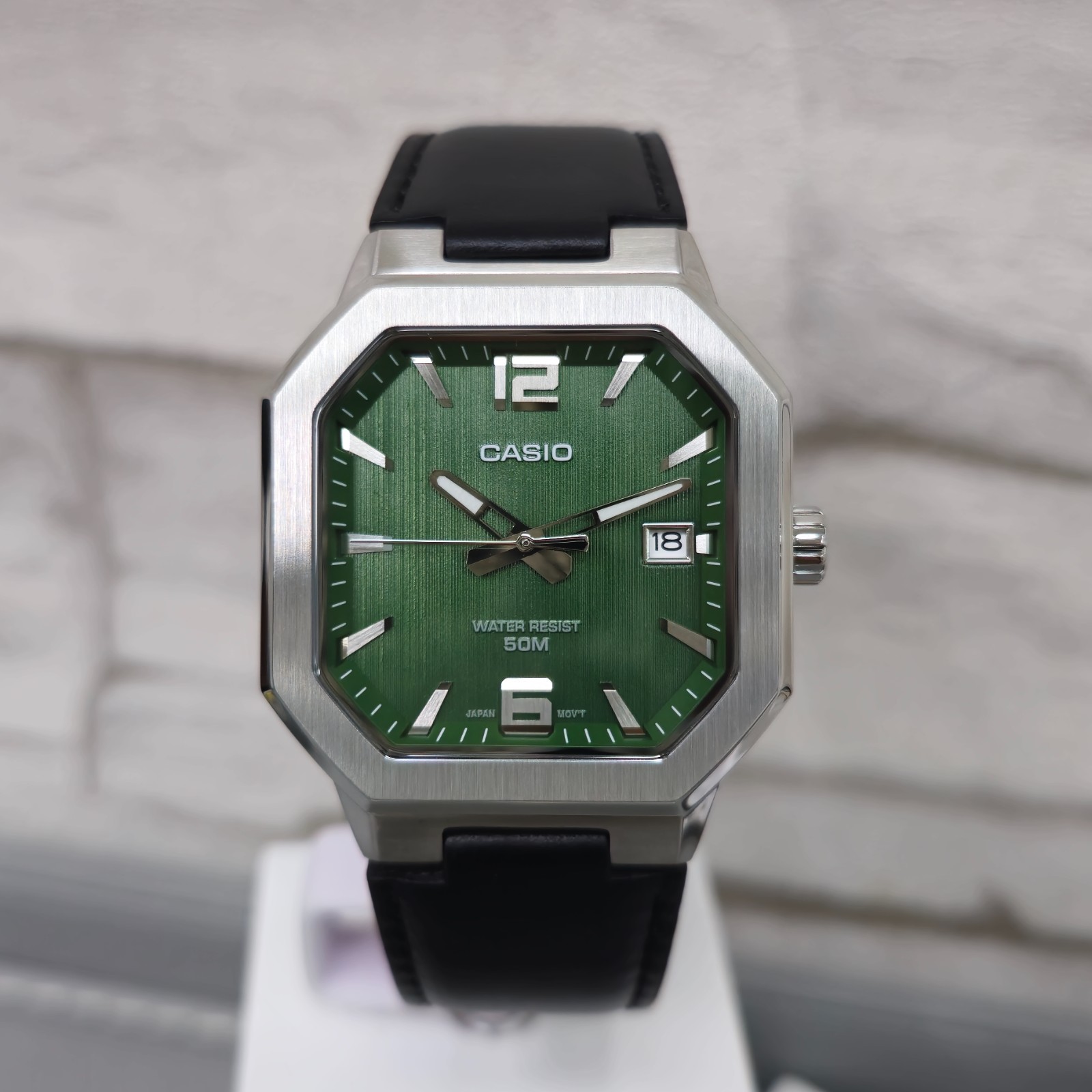 CASIO MTP‑B195 Series MTP-B195L-3AV Green Dial Analog 38 mm New Men’s Watch