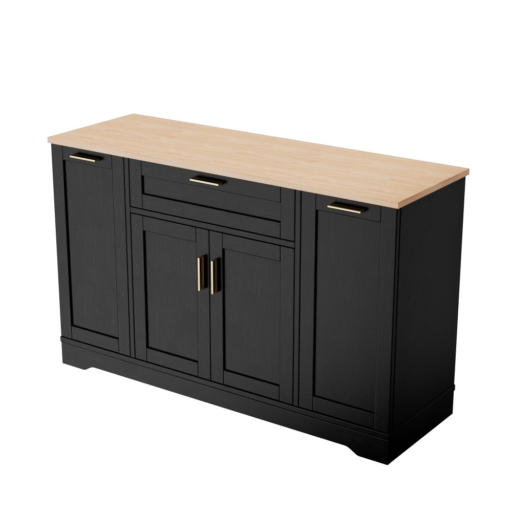 Multi-Functional Storage Sideboard, Extendable Dining Table, Adjustable Shelves