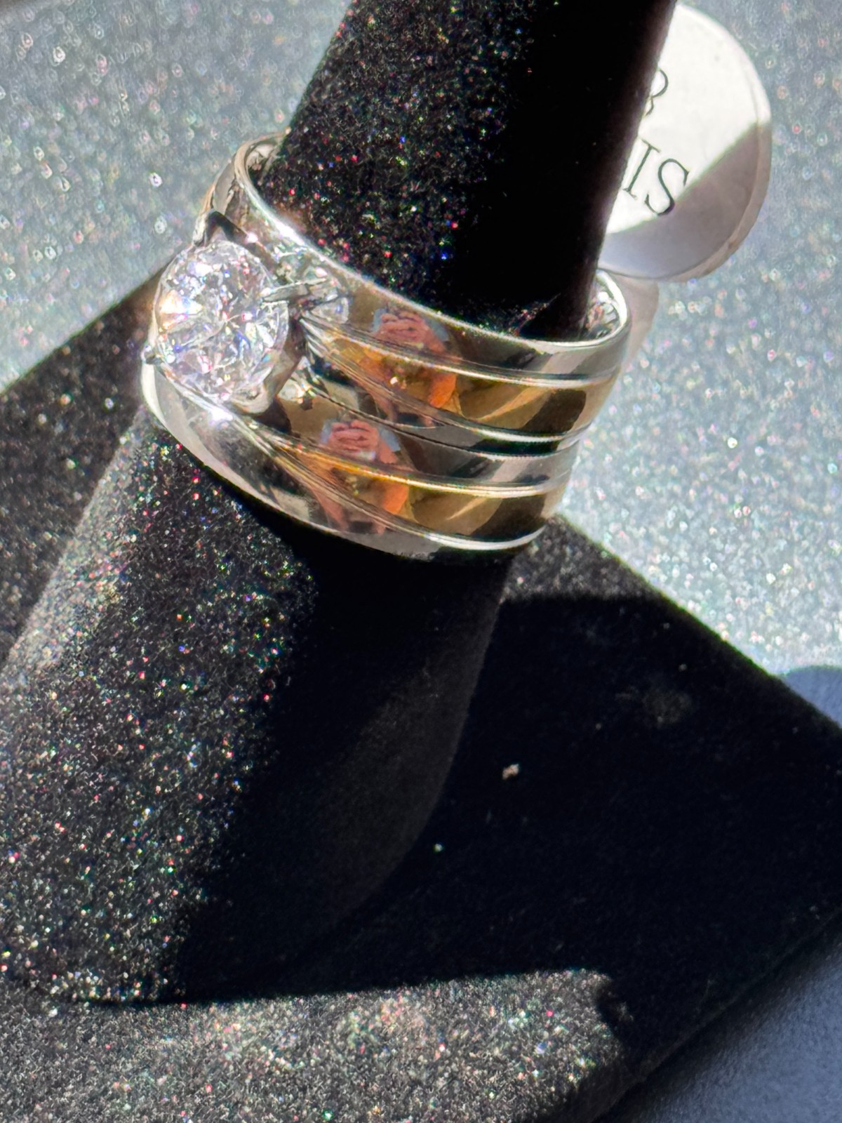 Beautiful Two Toned Stainless Steel CZ Wedding Set Size 8