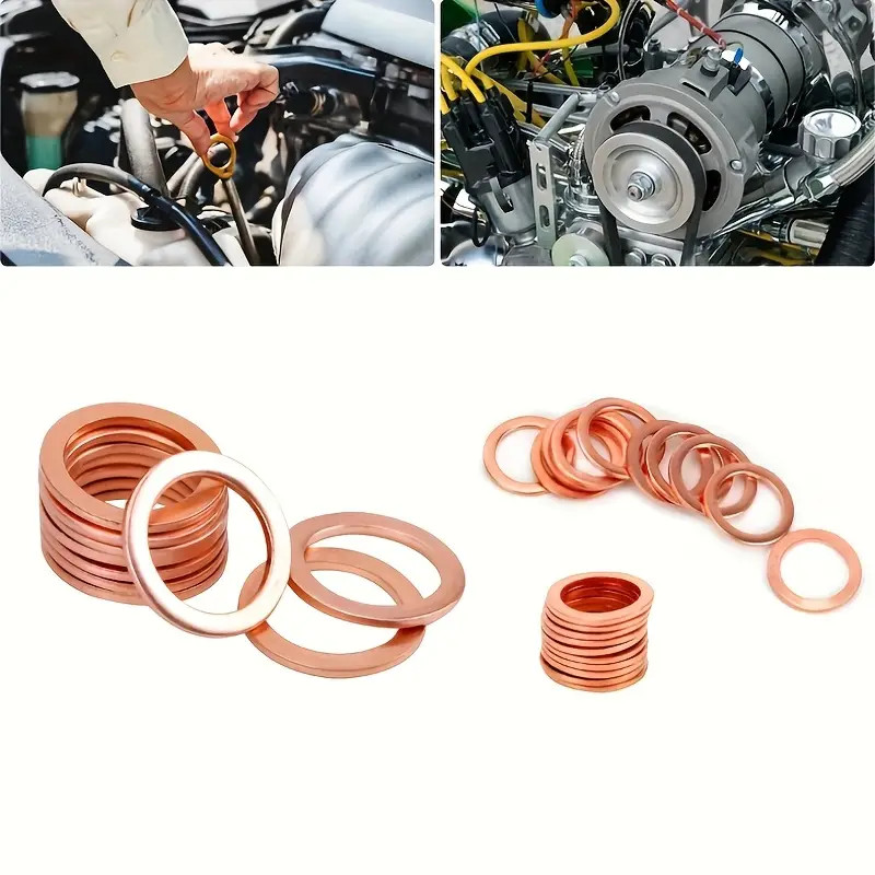 200 PCS Solid Copper Crush Washer Gasket Set Assortment Flat O-Ring Seal Kit