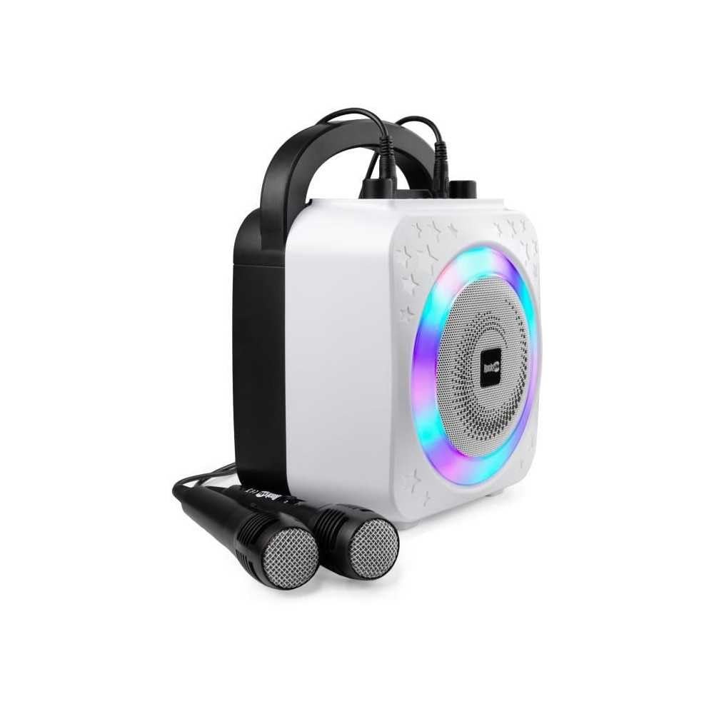 10-Watt Rechargeable Bluetooth Karaoke Machine with Two Mics Lightshow