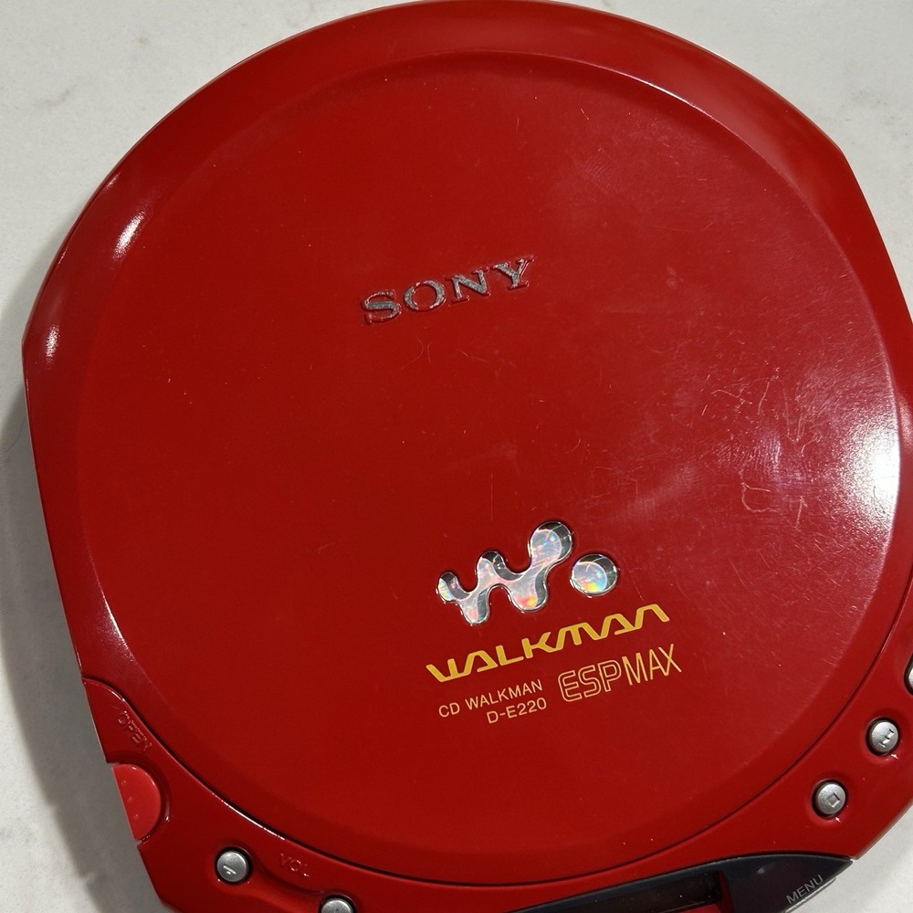 RARE RED Sony CD Walkman D-E220 Portable CD Player ESP MAX Tested