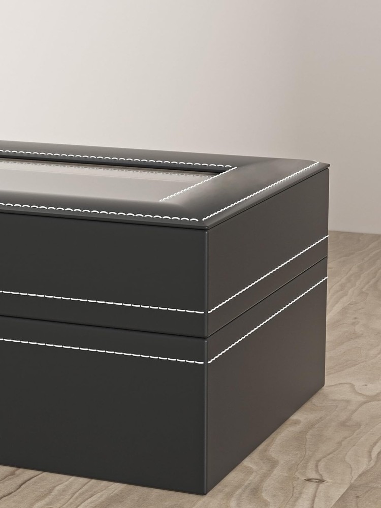 Ausalivan Watch Display Case For Men,Leather 6 Slots, Black Leather