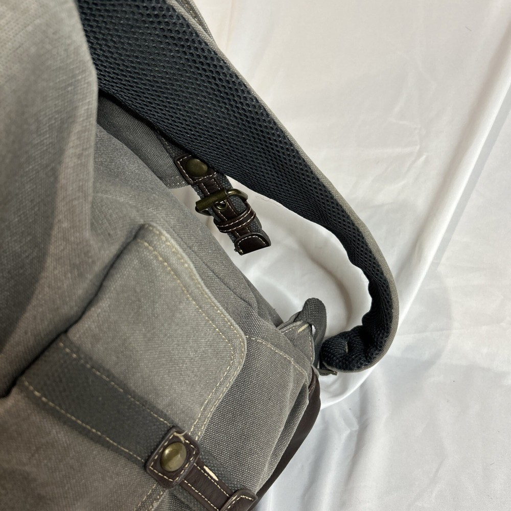 Cargoit Gray Canvas Backpack Magnetic Closures Pockets Straps and A Deep Inside