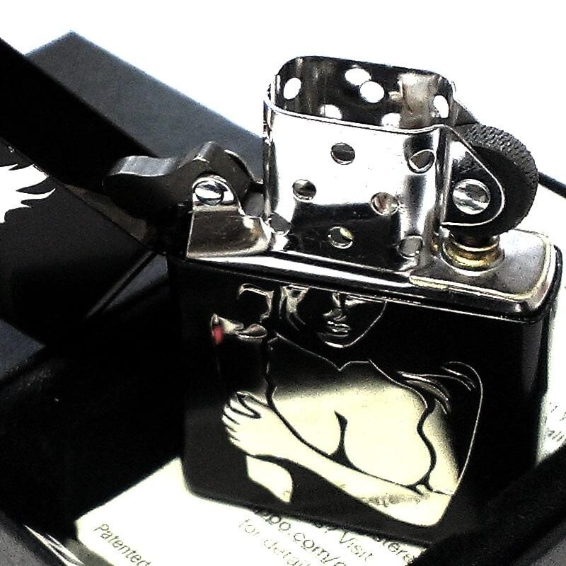 Zippo Sexy Silhouette Matte Black Silver Etching Single Sided Processing Lighter