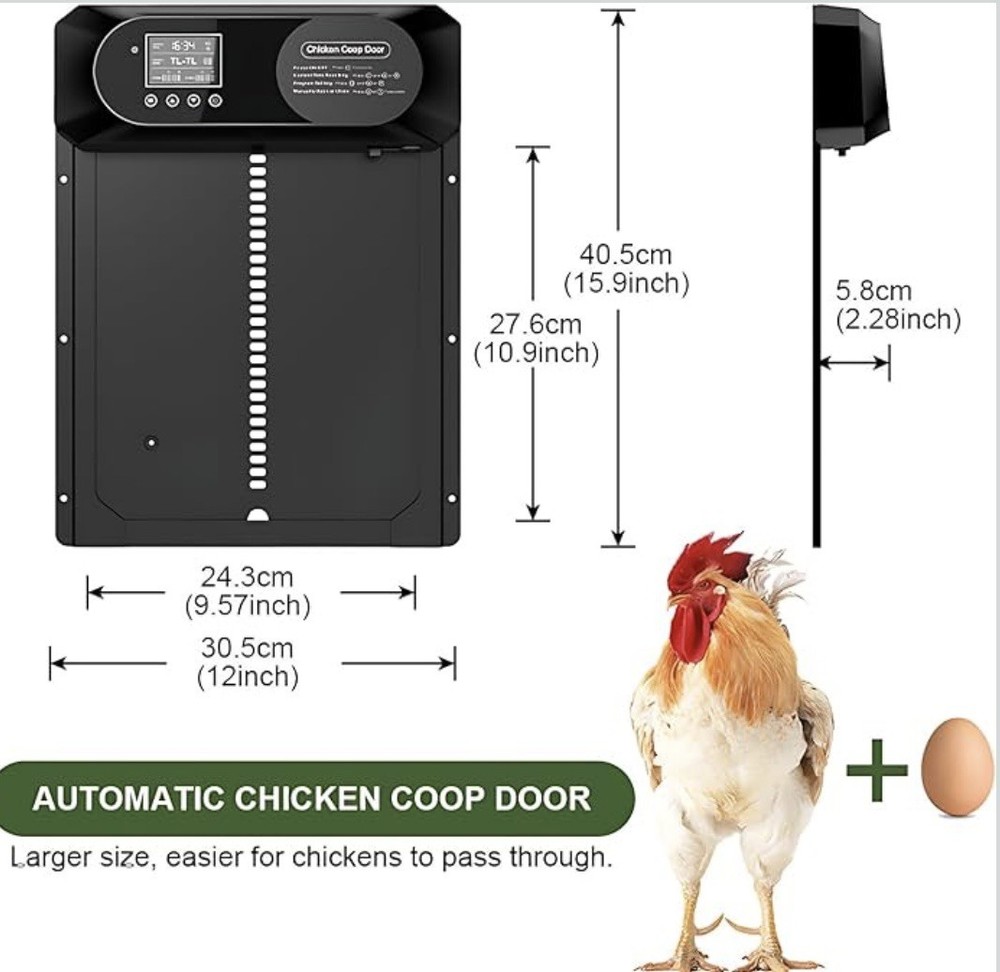 Large Size Automatic Chicken Coop Door Solar Powered LCD Dispaly & Light Sensor