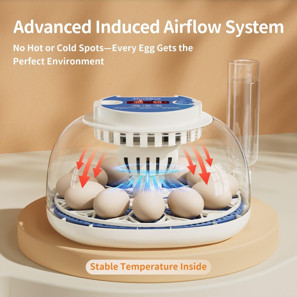 12 Egg Incubator Hatching Temperature Humidity Control Automatic Turning Candler