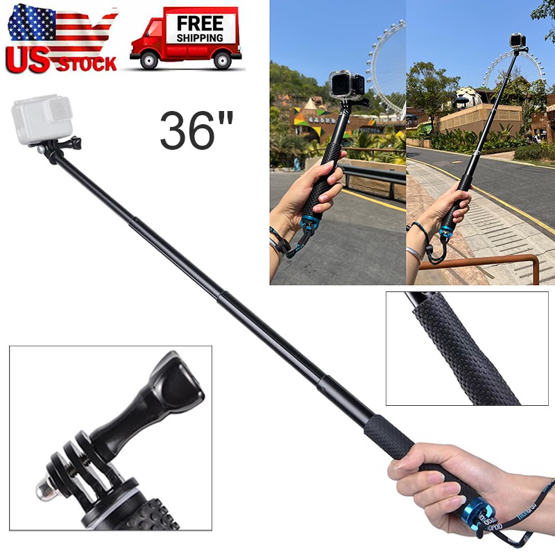 36" Extension Selfie Stick Extendable Pole Hand Grip for GoPro Max Hero 13 12 11