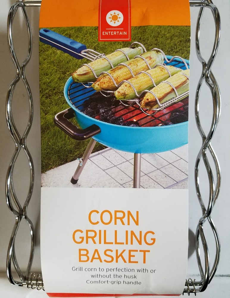 Target Corn Grilling Basket w/ Blue Rubber Handle Fits 4