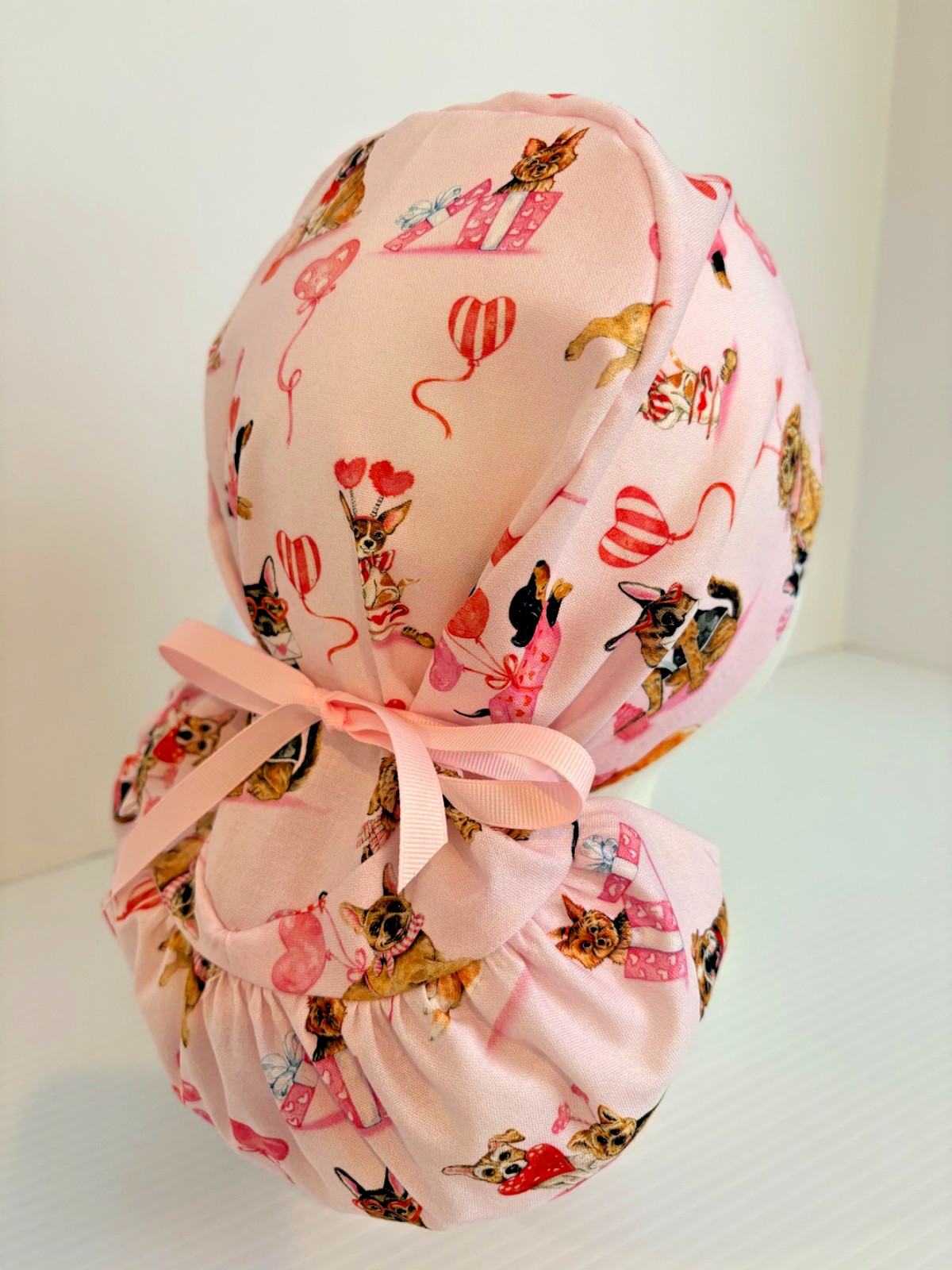 Valentine’s Day Medical Ponytail Pouch Surgery  Scrub Cap Chef Hat