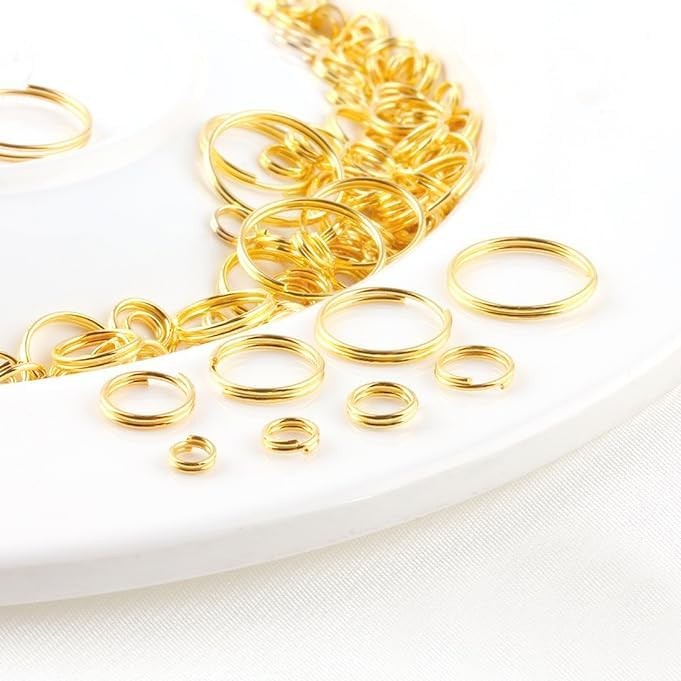 200pcs 8mm Mini Split Jump Ring with Double Loops Small Round Metal Golden Key R