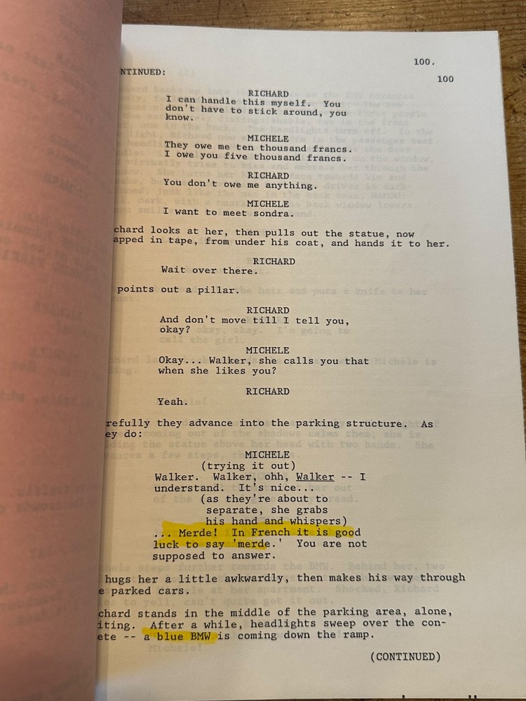 FRANTIC MOVIE ORIGINAL SCREENPLAY SCRIPT HARRISON FORD