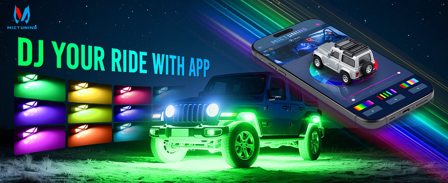 MICTUNING C4 RGBW LED Rock Lights - 12 Pods Full Anglw Underglow Underbody Lamp