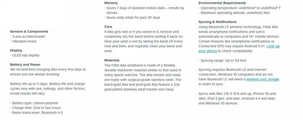 Fitbit Alta, Accessory Band, Leather, Blush, Small