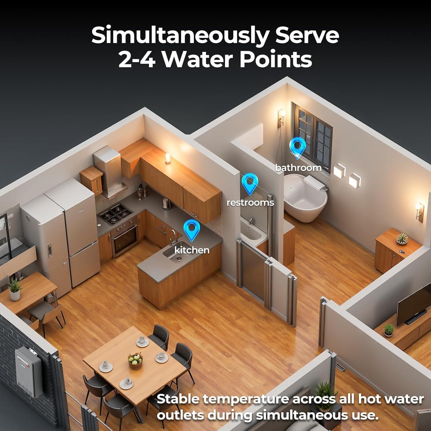 FOGATTI 26L Natural Gas Tankless Water Heater 8.1 GPM Instant Hot Water Heater