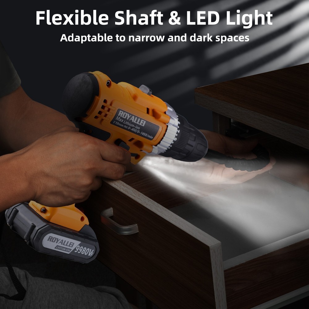 Electric Lithium-Ion Drill Driver 1/2 inch Multi-function Cordless 21V 2 Speed