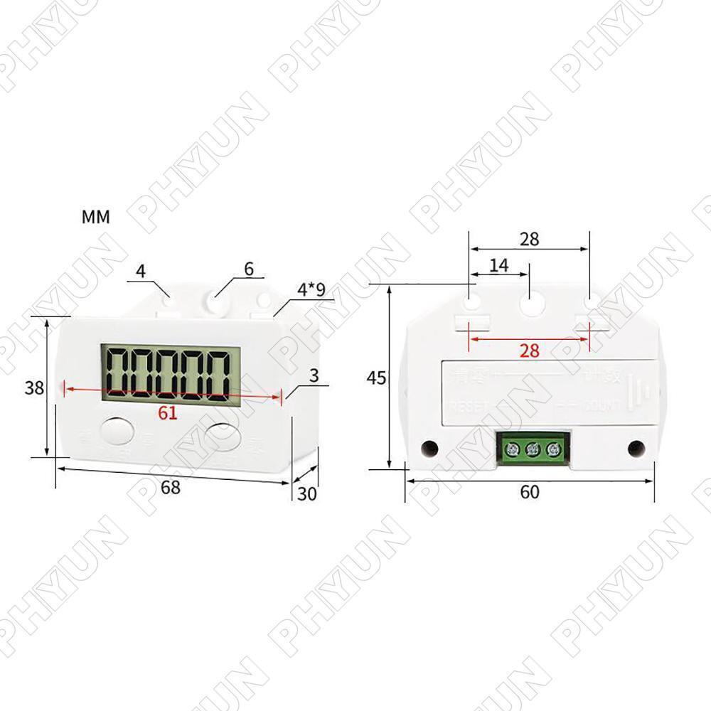 1x 5 Digit Digital Punch Electronic Counter Magnetic Inductive Proximity Switch
