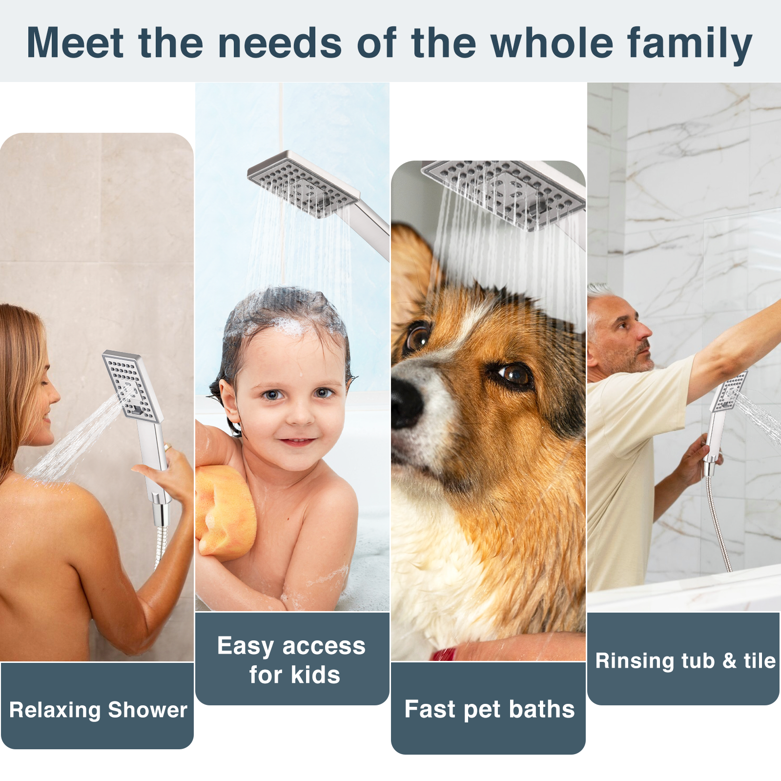 BRIGHT SHOWERS Rain Shower Head with Handheld Combination Set PSS1807-02