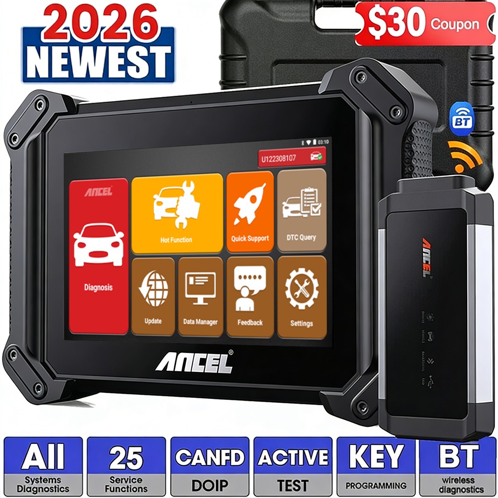 Ancel V6 Pro+ BT Car All System Bidirectional Diagnostic Scanner Key Programming