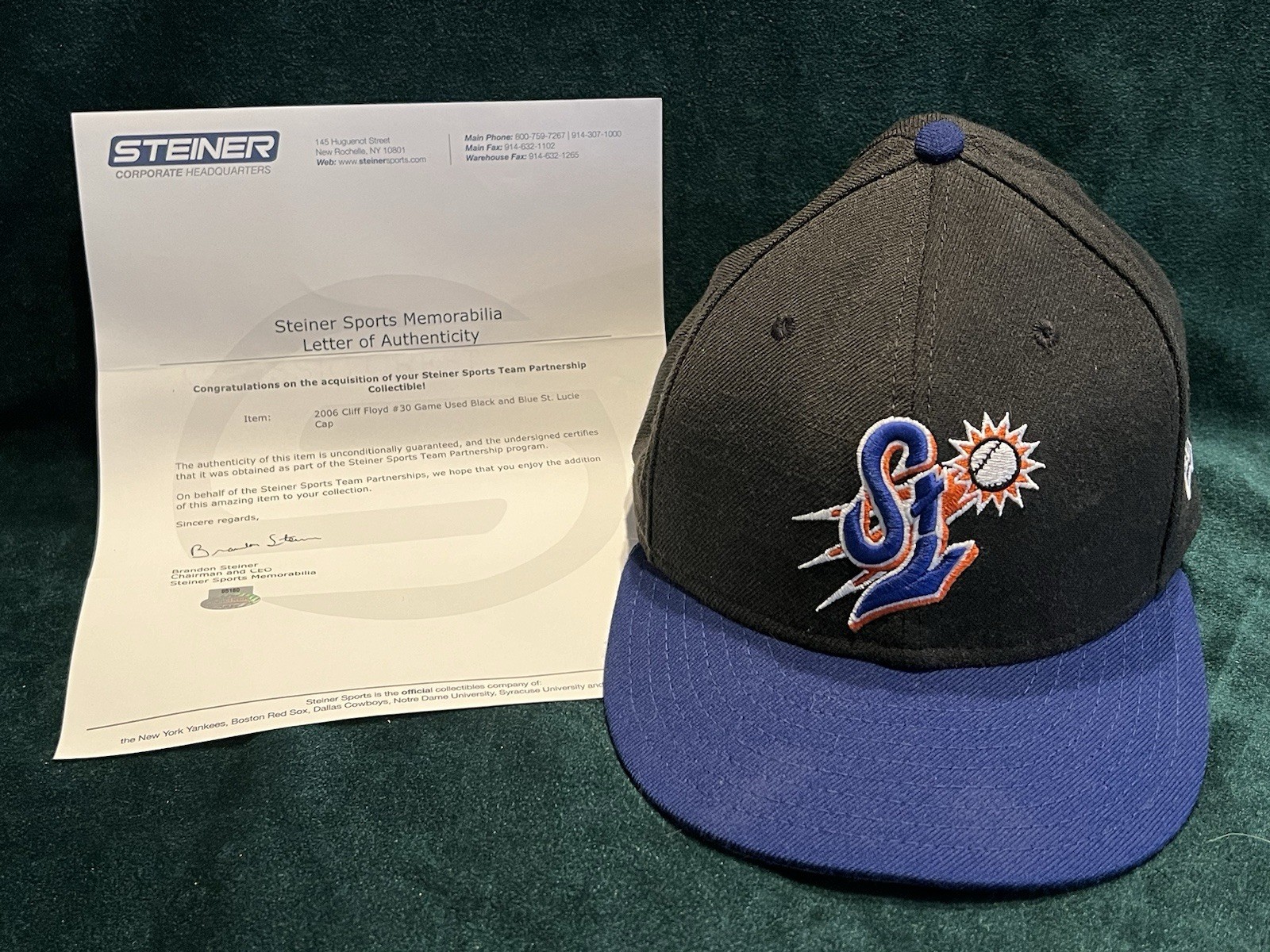 CLIFF FLOYD Game Used Hat/Cap ST LUCIE METS : 2006 Rehab NY Mets STEINER LOA