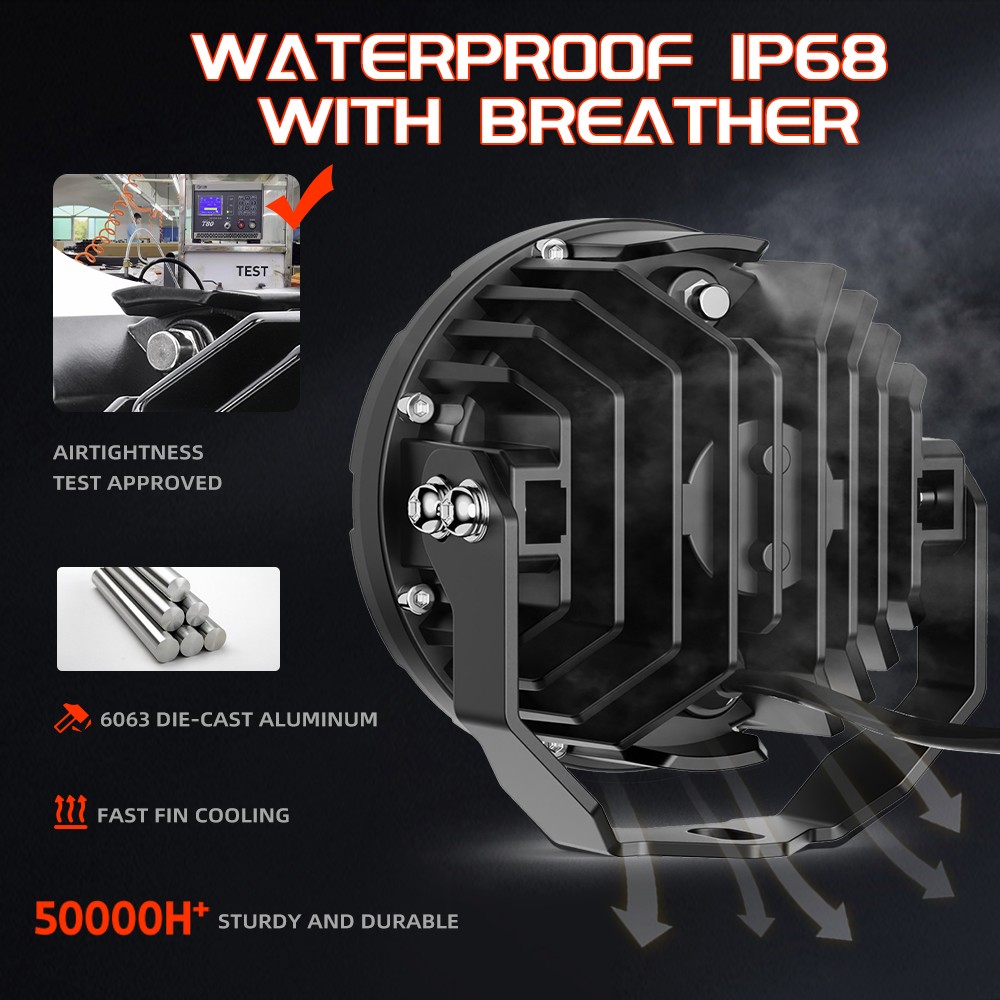 2x4.5" 200W LED Motorcycle Driving Fog Spot Light Auxiliary Lamp White+Amber DRL