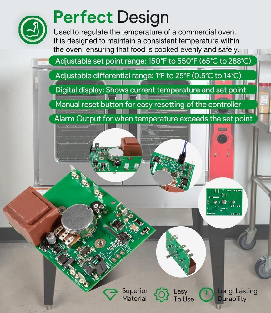 Replacement Temp Control Board with Adjustable Range for Oven Regulation