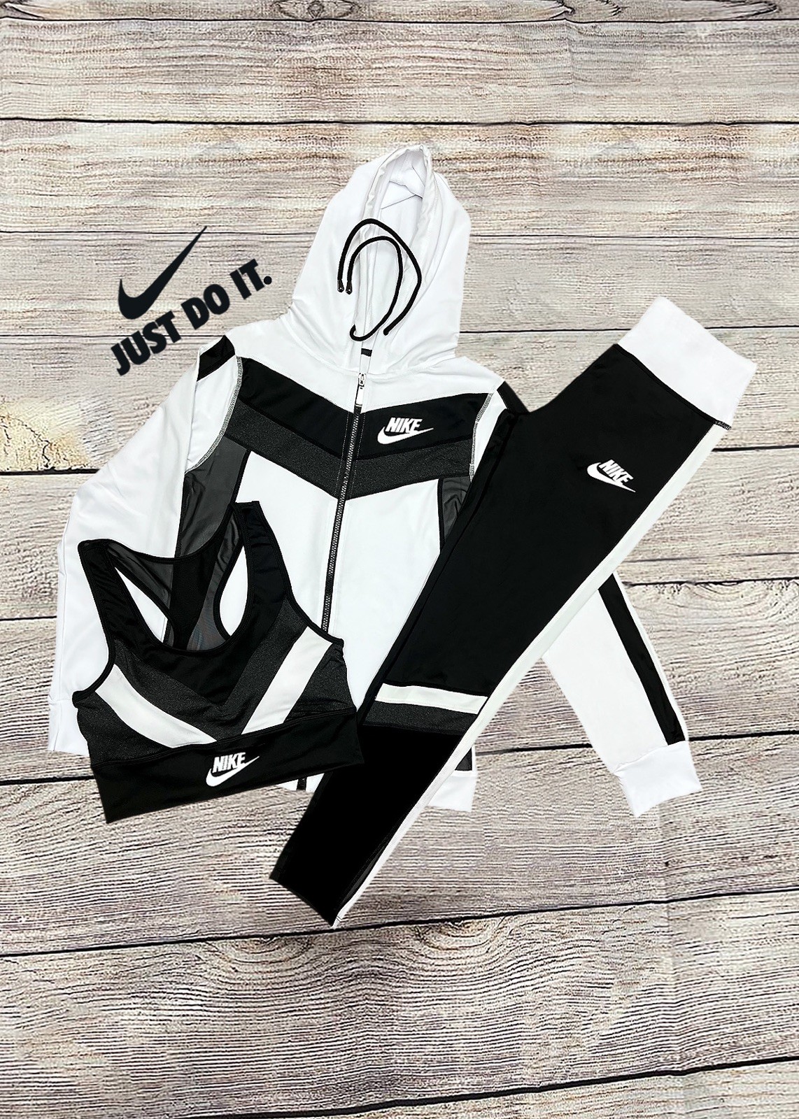 Nike 3 Piece White Suit Female (Stretchable) (S/M) & (L/XL)