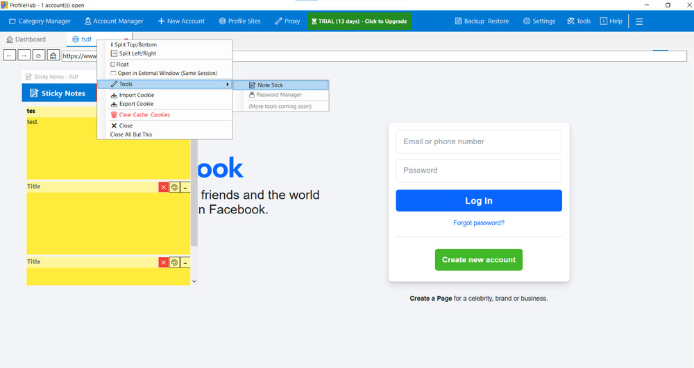 ProfileHub Multi Account Browser Manager Windows 10/11 Proxy Password Manager