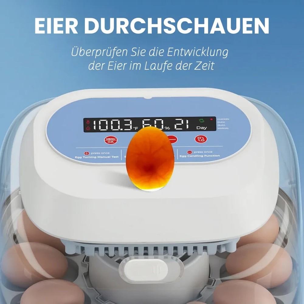 12/24 Egg Digital Incubators for Hatching Eggs 4 Modes w/ Automatic Egg Turning